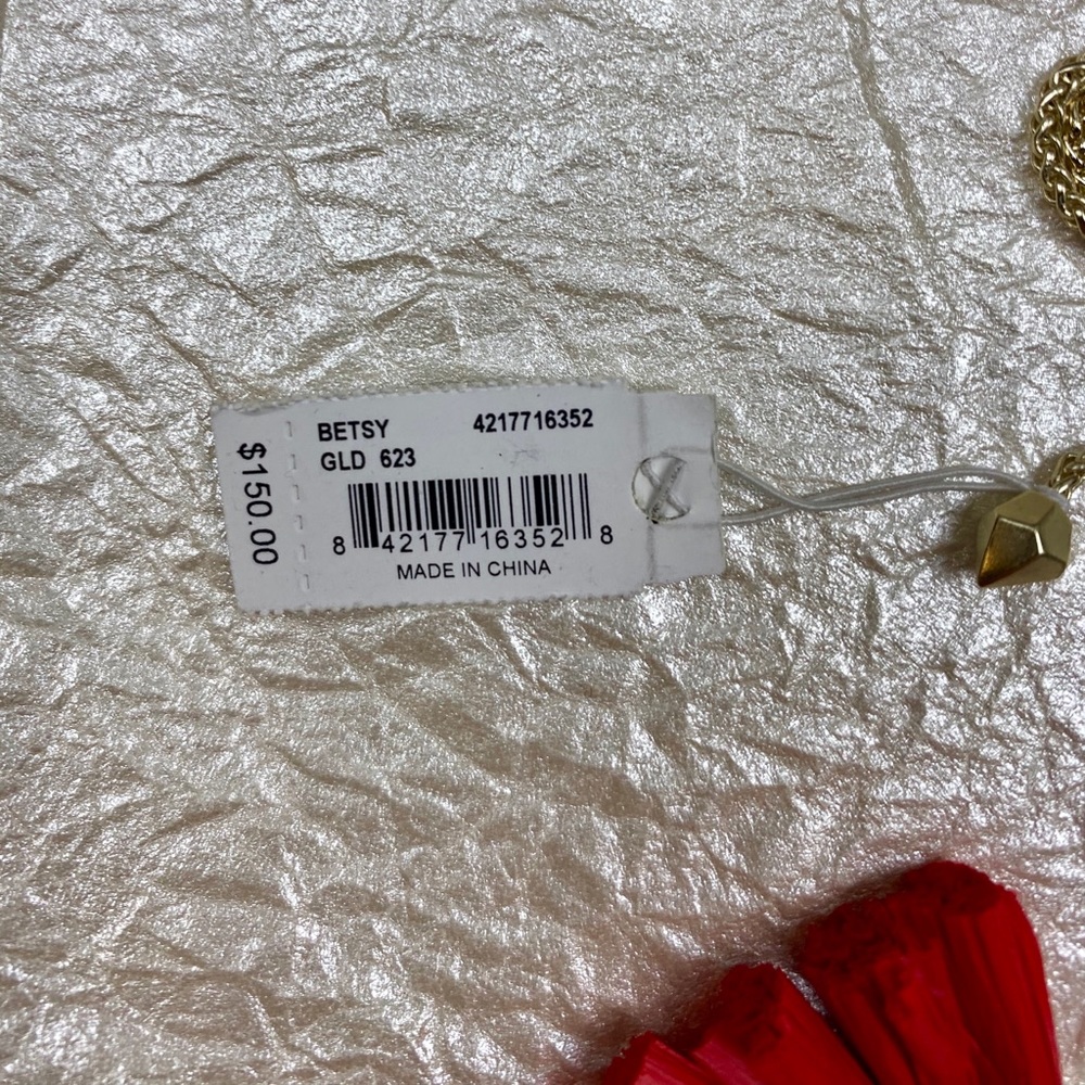 Kendra Scott Betsy Tassel Necklace Red & Gold NEW - Picture 5 of 8